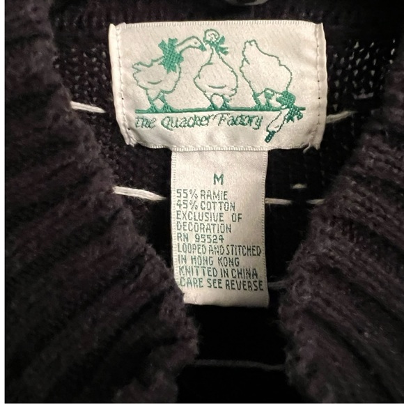 Vintage Quacker Factory Winter Holiday Cat Tree Zippered Cardigan Sweater Medium - Picture 7 of 7